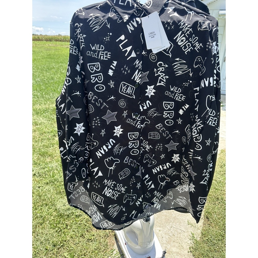 NWT BFF Women Shirt Blouse color Black & White Free size